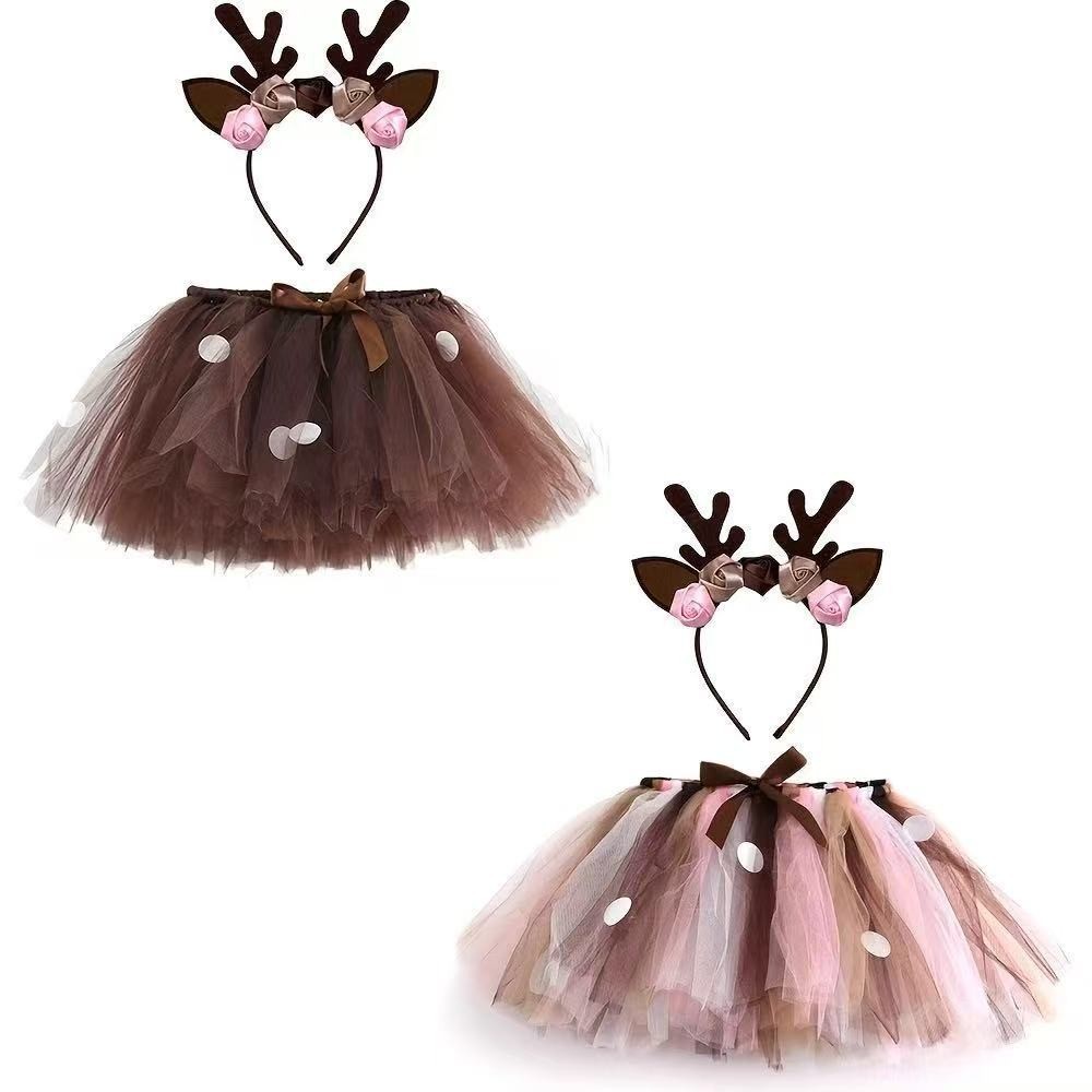 Reindeer Antlers Headband - Falda tutú de ciervo esponjosa para