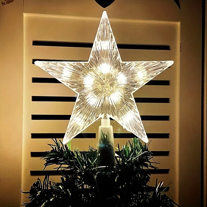 Star Tree Topper - Adorno Navideño Brillante de 15 cm