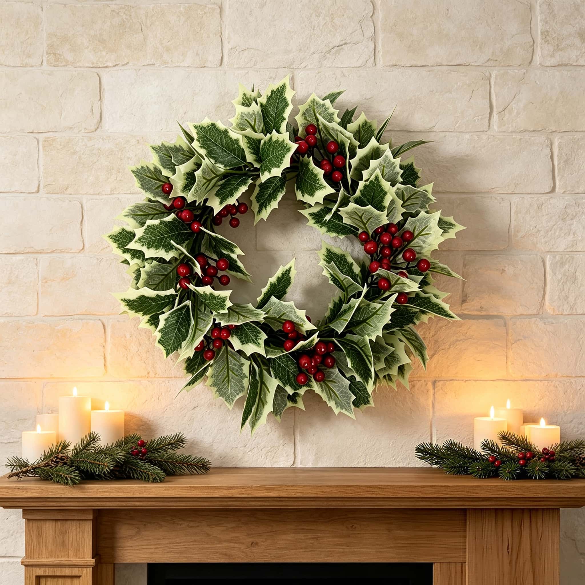 Guirnalda Navideña de Acebo Ar - Christmas Wreath Fake reseña y precio