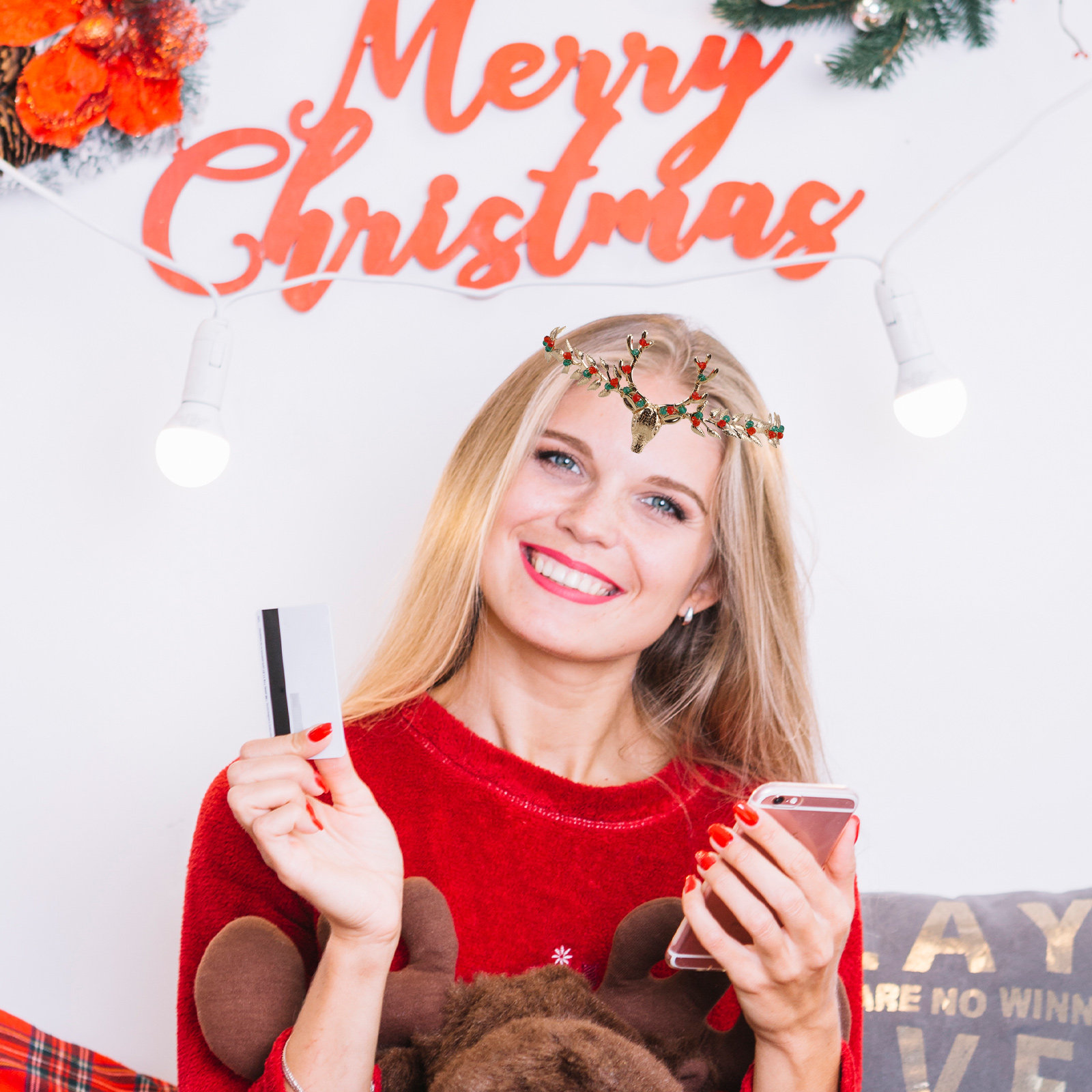 Diadema de Reno Navideña, Eleg - Reindeer Antlers Headband reseña y precio